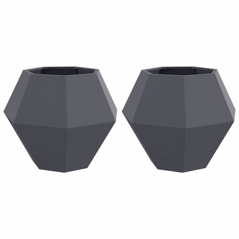 Donica 2 pcs Antracyt 75 x 75 x 60 cm Stal