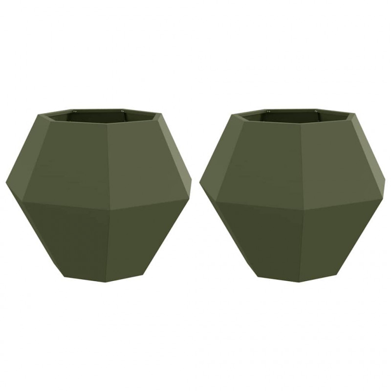 Donica 2 pcs Zielony oliwkowy 75 x 75 x 60 cm Stal