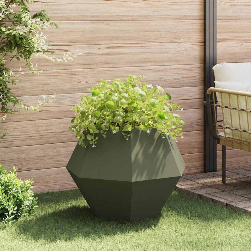 Donica 2 pcs Zielony oliwkowy 75 x 75 x 60 cm Stal