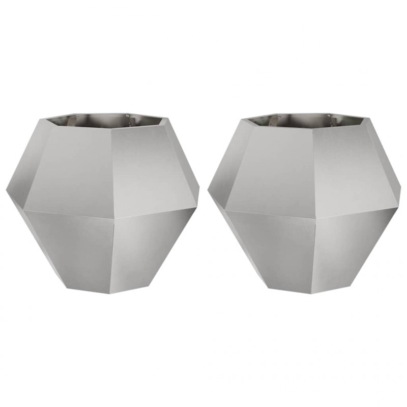 Donica 2 pcs Srebrny 75 x 75 x 60 cm Stal nierdzewna