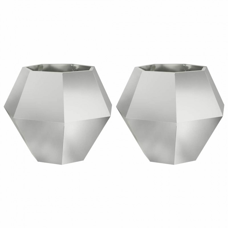 Donica 2 pcs Srebrny 75 x 75 x 60 cm Stal Galwanizowana