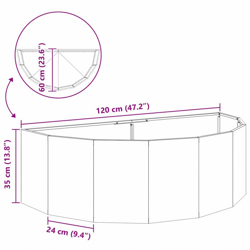 Donica Srebrny 120 x 60 x 35 cm Stal Galwanizowana