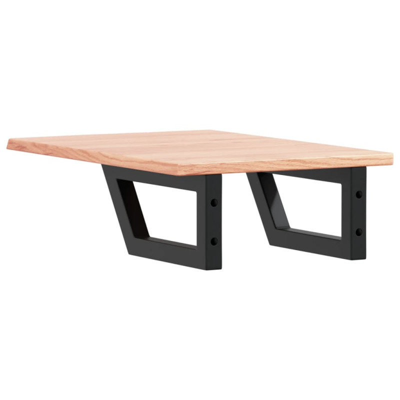 Półka ścienna pod umywalkę, stal i lite drewno dębowe