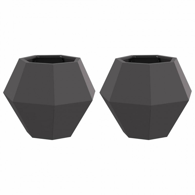 Donica 2 pcs Czarny 50 x 50 x 40 cm Stal