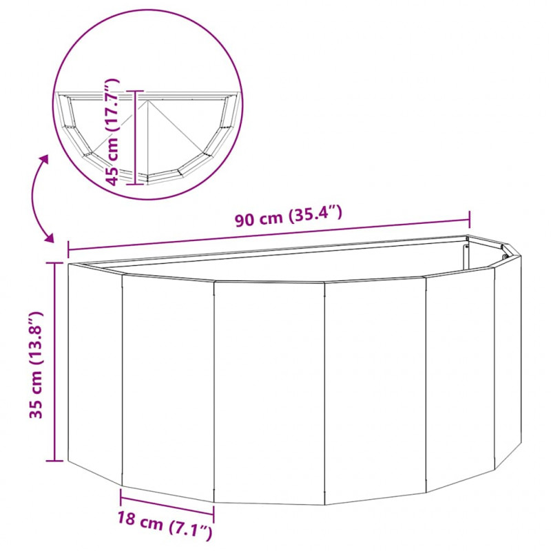 Donica Antracyt 90 x 45 x 35 cm Stal