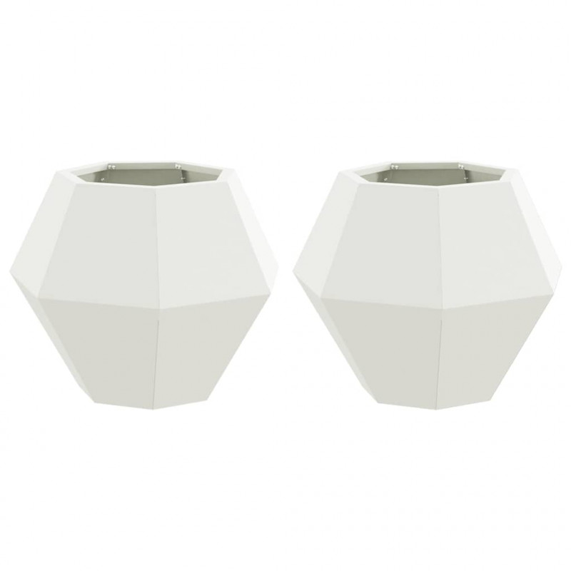 Donica 2 pcs Biały 50 x 50 x 40 cm Stal