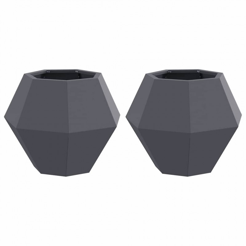 Donica 2 pcs Antracyt 50 x 50 x 40 cm Stal