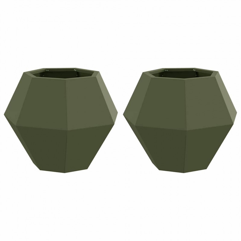Donica 2 pcs Zielony oliwkowy 50 x 50 x 40 cm Stal