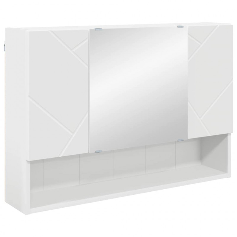 Szafka z lustrem Biały 80 x 17 x 55 cm Materiał drewnopochodny