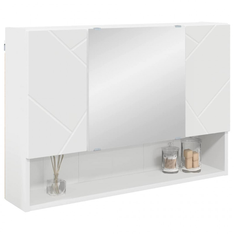 Szafka z lustrem Biały 80 x 17 x 55 cm Materiał drewnopochodny