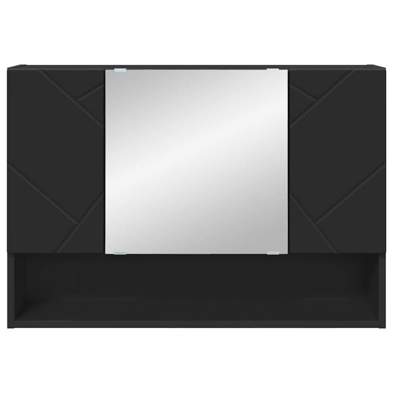 Szafka z lustrem Czarny 80 x 17 x 55 cm Materiał drewnopochodny