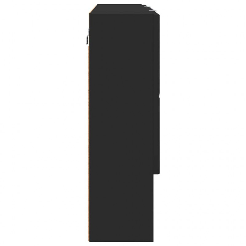 Szafka z lustrem Czarny 80 x 17 x 55 cm Materiał drewnopochodny