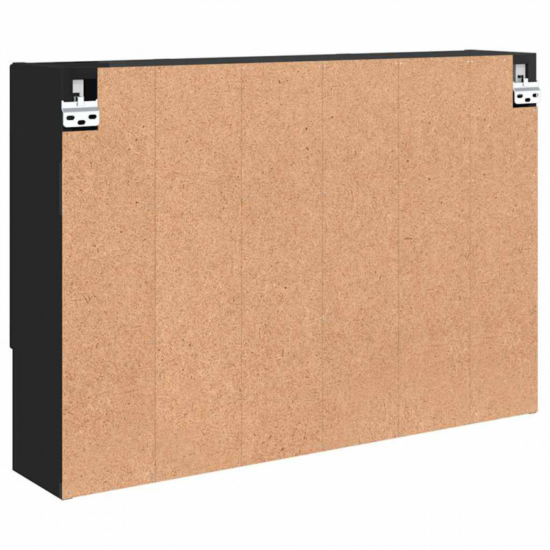 Szafka z lustrem Czarny 80 x 17 x 55 cm Materiał drewnopochodny