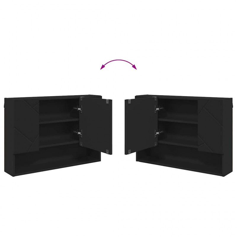 Szafka z lustrem Czarny 80 x 17 x 55 cm Materiał drewnopochodny