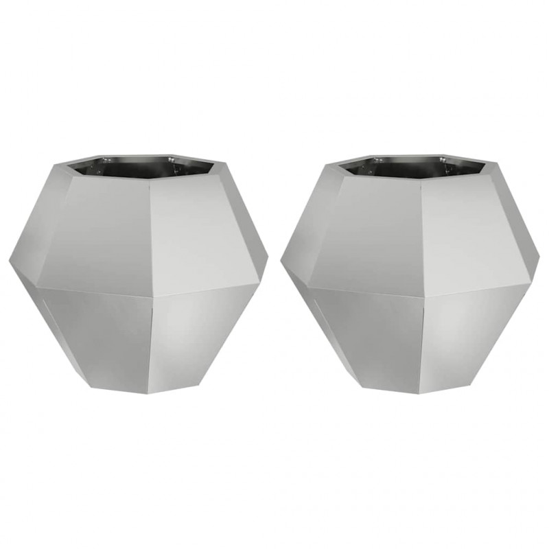 Donica 2 pcs Srebrny 50 x 50 x 40 cm Stal Galwanizowana