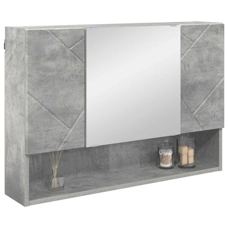 Szafka z lustrem z drzwiami Betonowy szary 80 x 17 x 55 cm