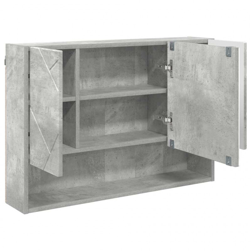 Szafka z lustrem z drzwiami Betonowy szary 80 x 17 x 55 cm