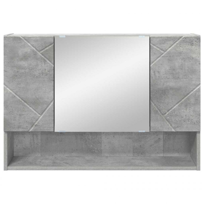 Szafka z lustrem z drzwiami Betonowy szary 80 x 17 x 55 cm