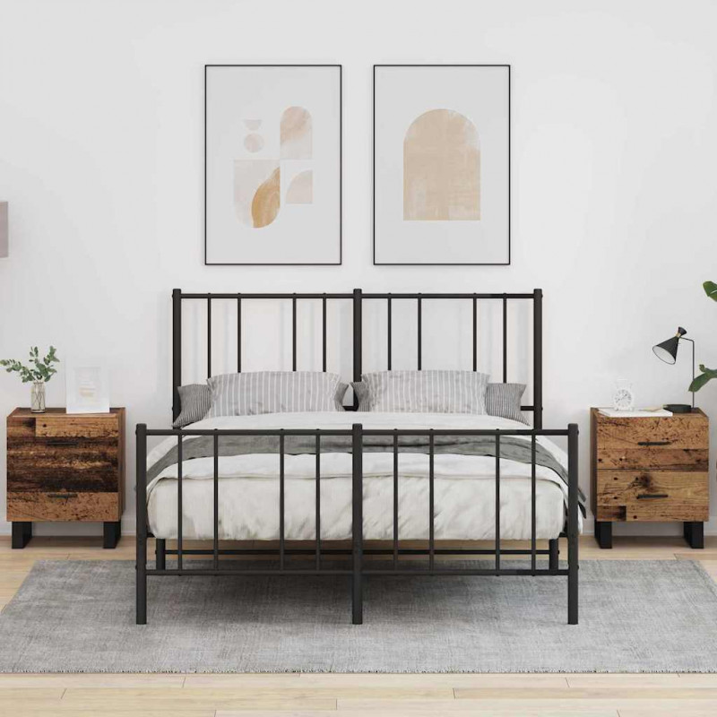 Szafka Nocna 2 pcs Stare drewno i czarny 40 x 35 x 47,5 cm