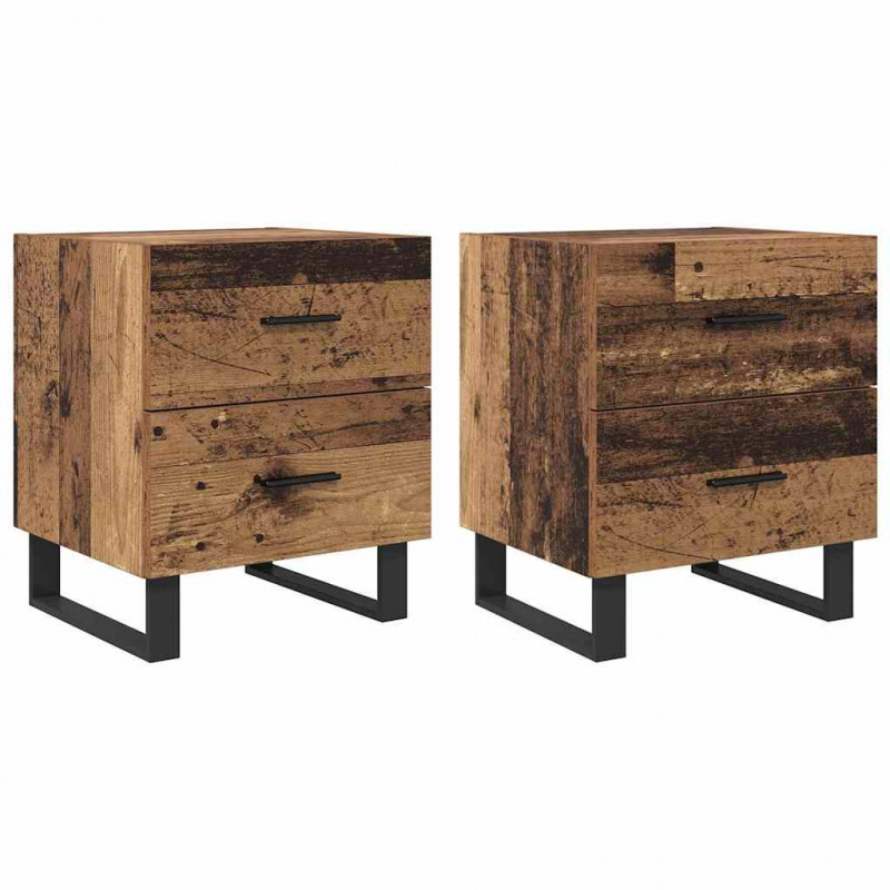 Szafka Nocna 2 pcs Stare drewno i czarny 40 x 35 x 47,5 cm