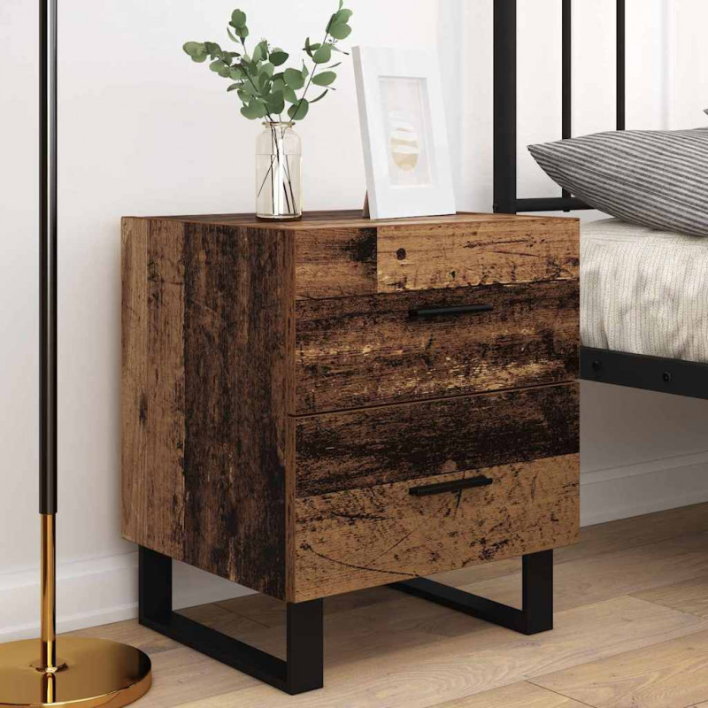 Szafka Nocna 2 pcs Stare drewno i czarny 40 x 35 x 47,5 cm