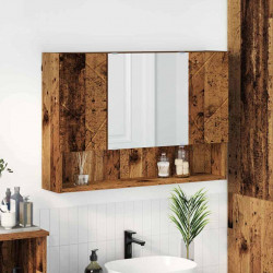 Szafka z lustrem z przechowywaniem Stare drewno 80 x 17 x 55 cm