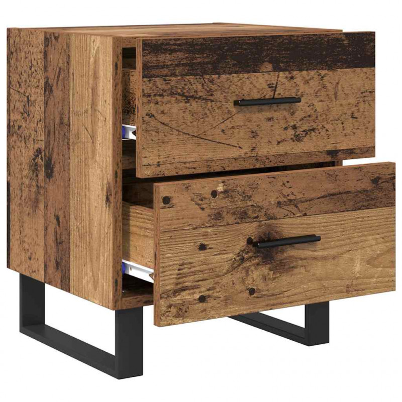 Szafka Nocna 2 pcs Stare drewno i czarny 40 x 35 x 47,5 cm