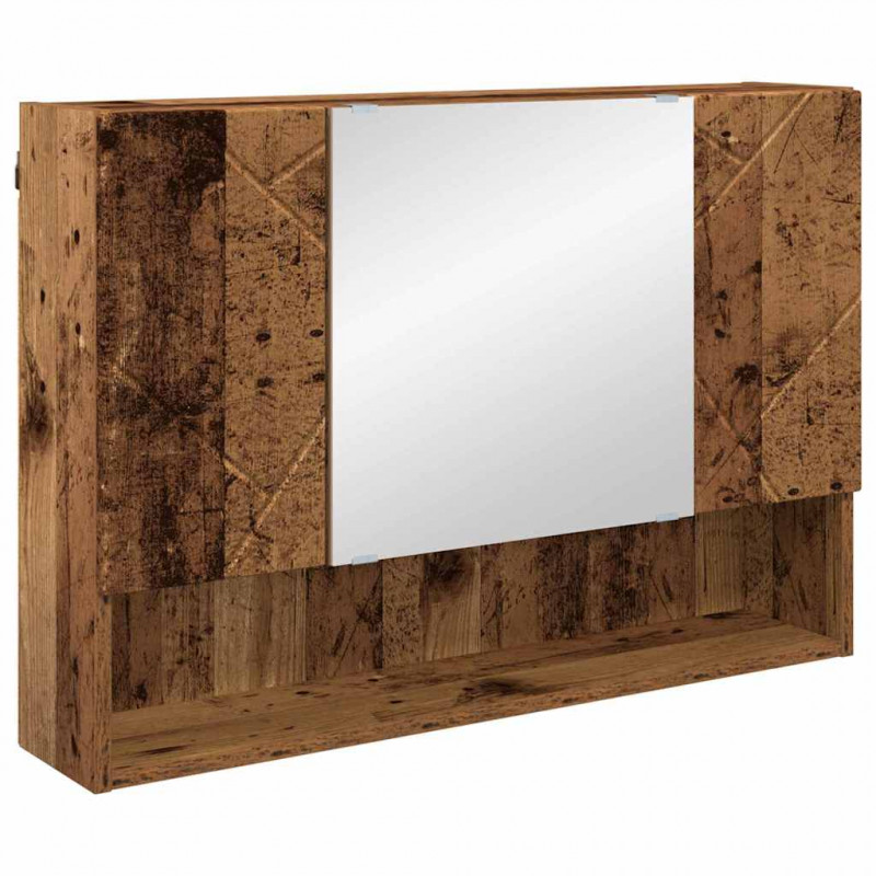Szafka z lustrem z przechowywaniem Stare drewno 80 x 17 x 55 cm