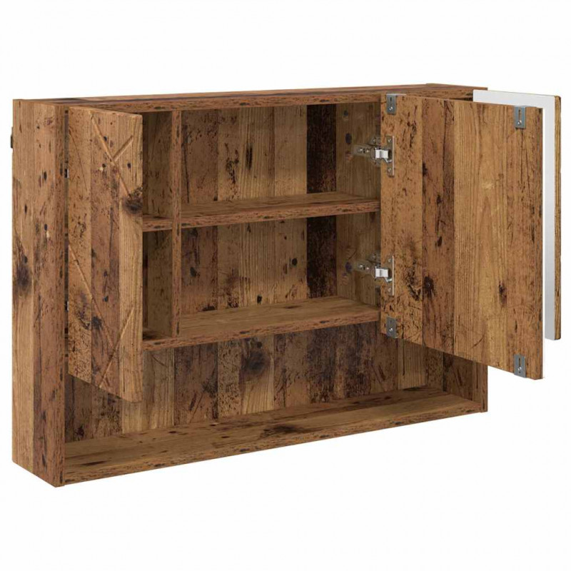 Szafka z lustrem z przechowywaniem Stare drewno 80 x 17 x 55 cm