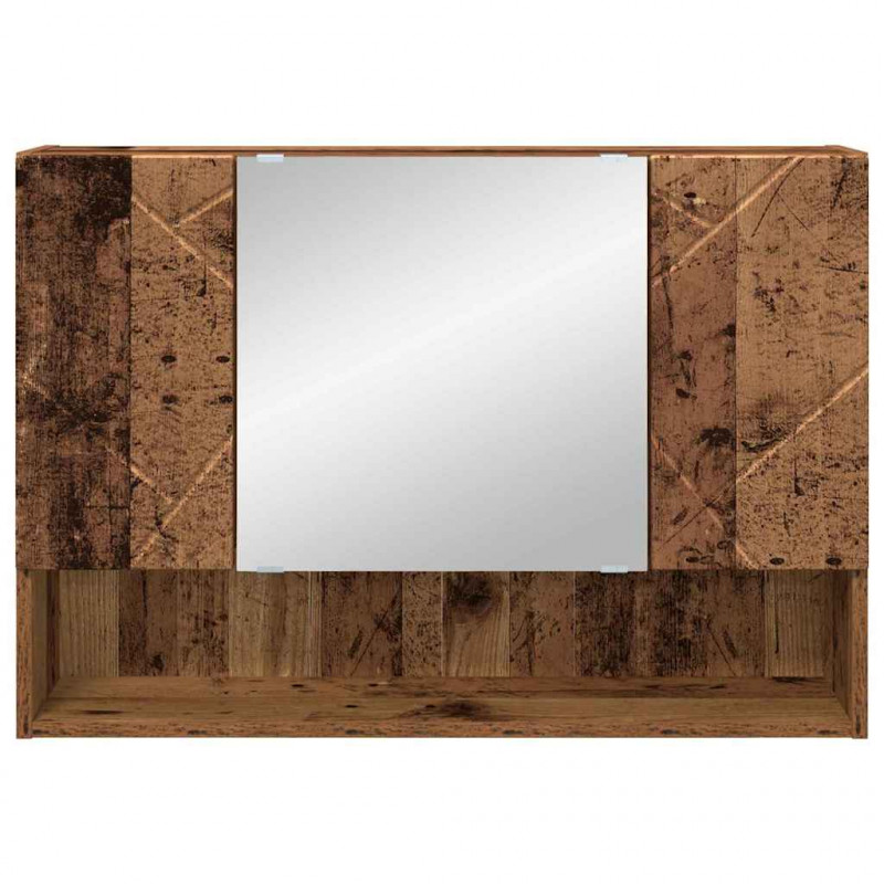 Szafka z lustrem z przechowywaniem Stare drewno 80 x 17 x 55 cm