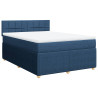 Łóżko kontynentalne z materacem, niebieskie, tkanina, 160x200cm
