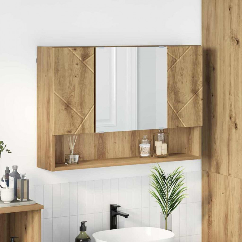 Szafka z lustrem z drzwiami Dąb rzemieślniczy 80 x 17 x 55 cm