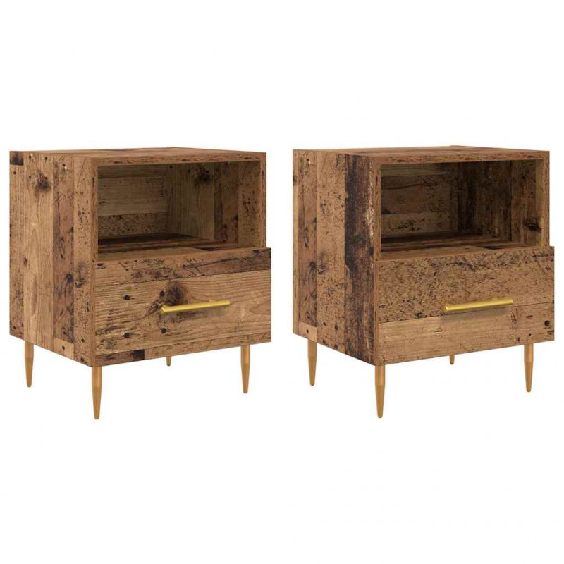 Stolik nocny z szufladą 2 pcs Stare drewno 40 x 35 x 47,5 cm