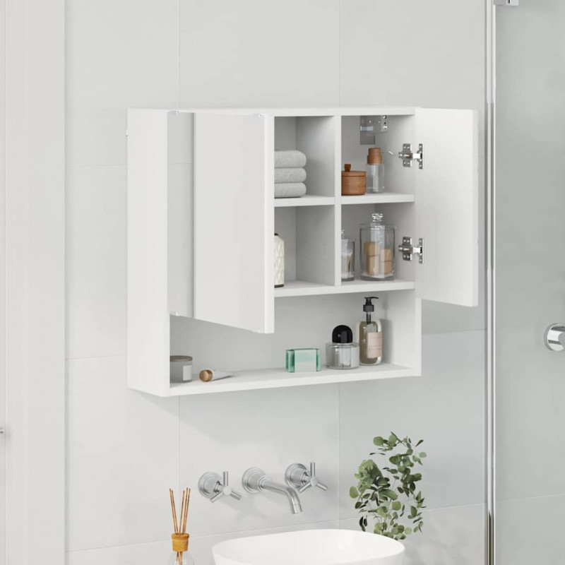 Szafka z lustrem Biały 59 x 17 x 55 cm Materiał drewnopochodny