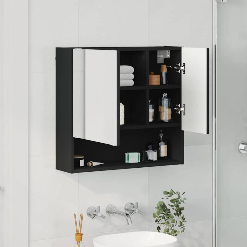 Szafka z lustrem Czarny 59 x 17 x 55 cm Materiał drewnopochodny