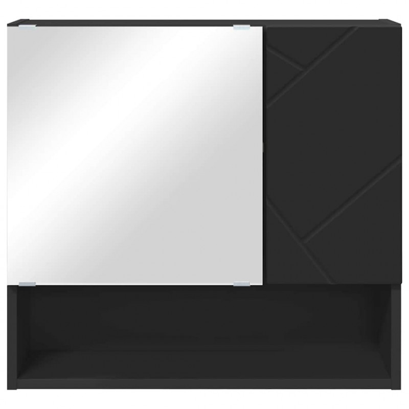 Szafka z lustrem Czarny 59 x 17 x 55 cm Materiał drewnopochodny