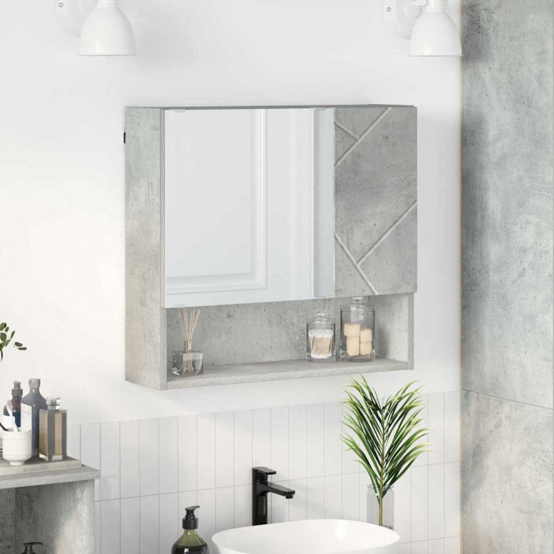 Szafka z lustrem z drzwiami Betonowy szary 59 x 17 x 55 cm