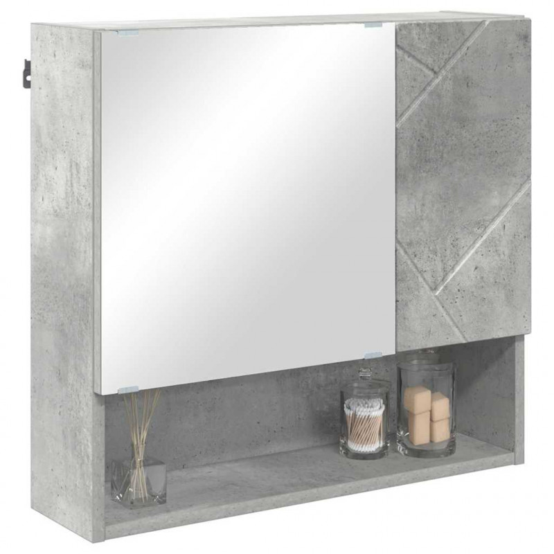 Szafka z lustrem z drzwiami Betonowy szary 59 x 17 x 55 cm