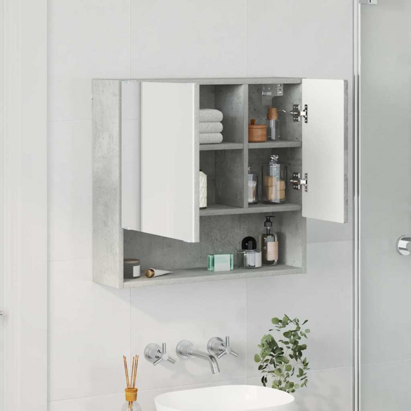 Szafka z lustrem z drzwiami Betonowy szary 59 x 17 x 55 cm