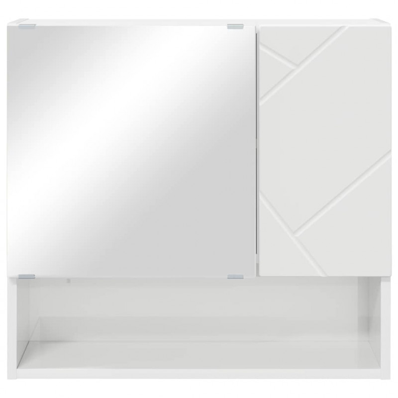 Szafka z lustrem z drzwiami Wysoki połysk biały 59 x 17 x 55 cm