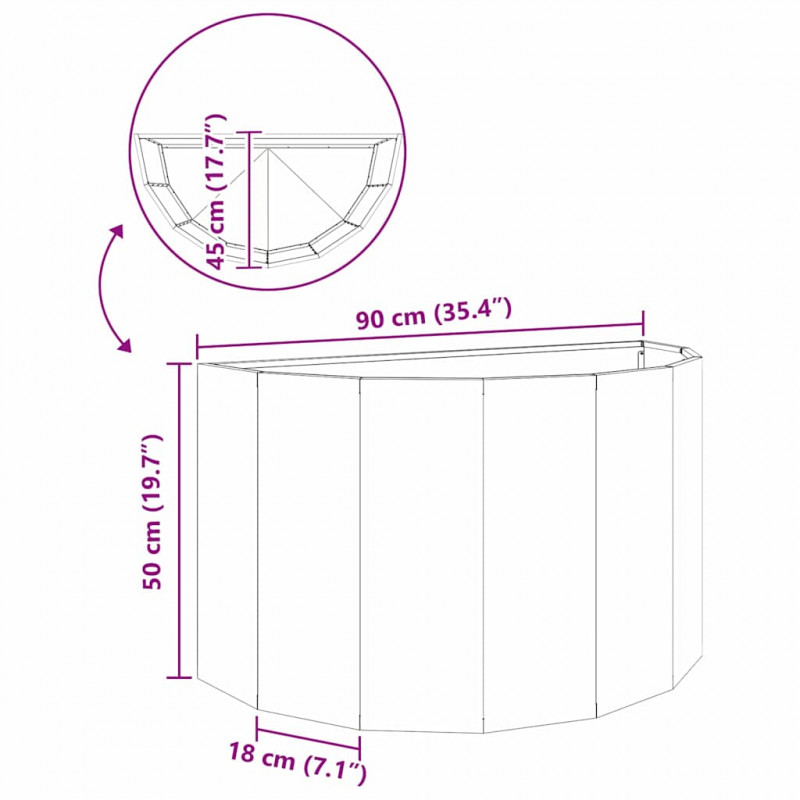 Donica Antracyt 90 x 45 x 50 cm Stal