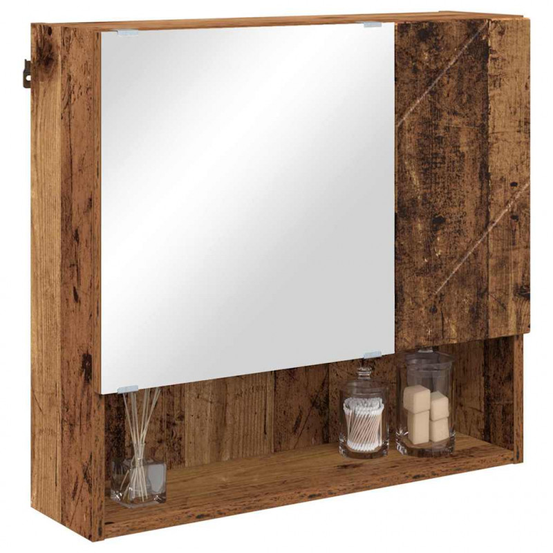 Szafka z lustrem z przechowywaniem Stare drewno 59 x 17 x 55 cm