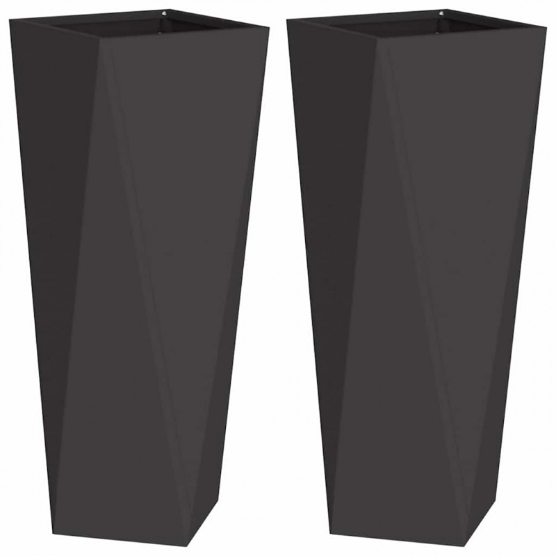 Donica 2 pcs Czarny 30 x 30 x 75 cm Stal