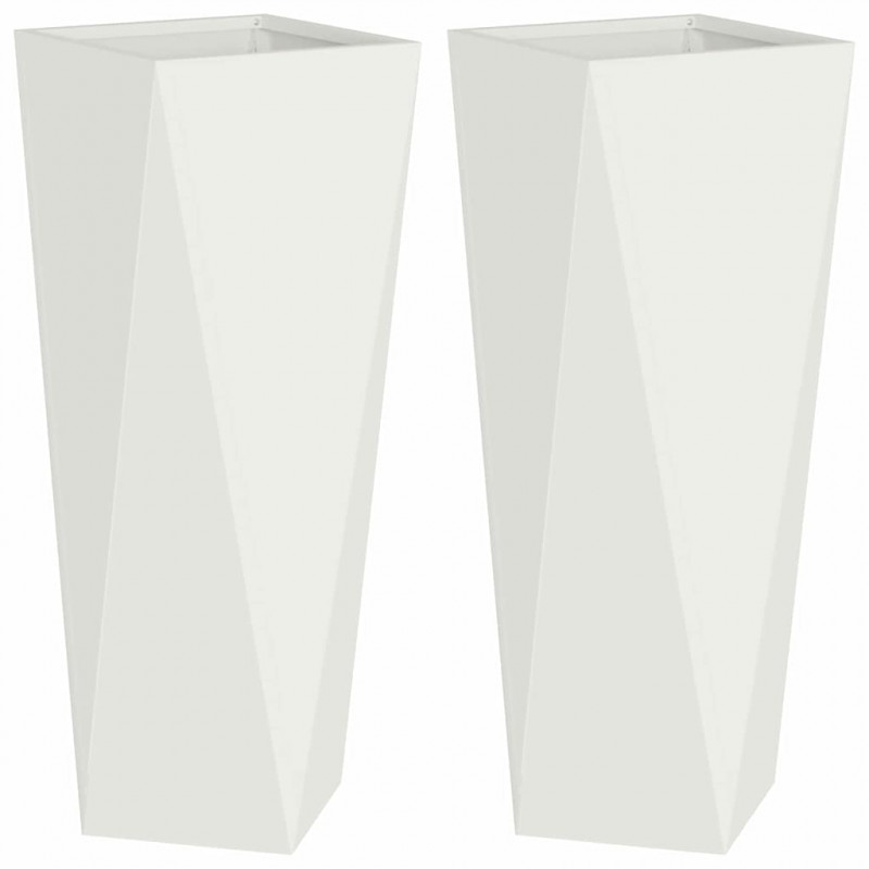 Donica 2 pcs Biały 30 x 30 x 75 cm Stal