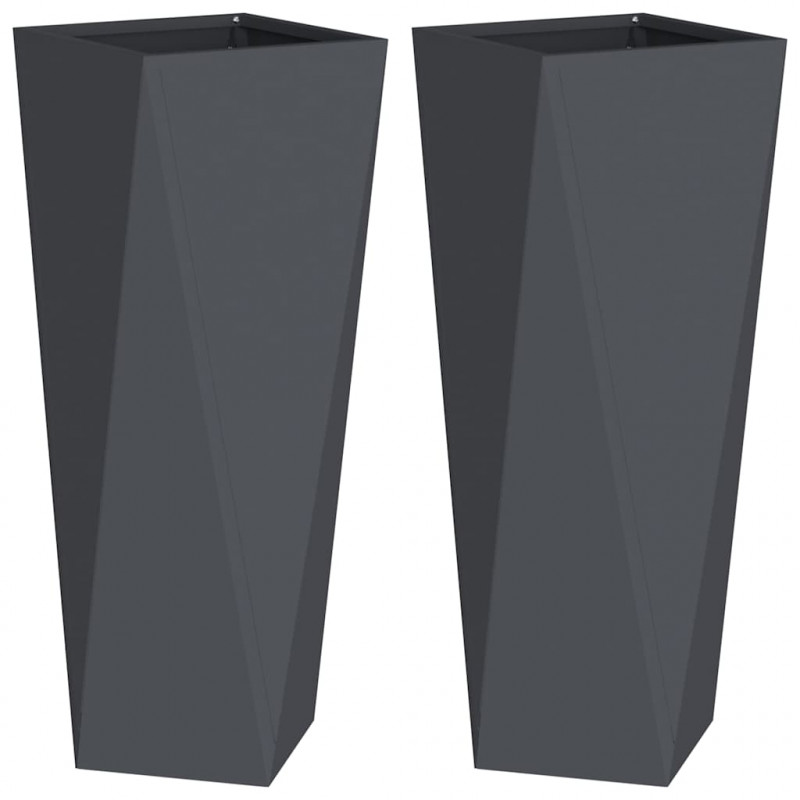 Donica 2 pcs Antracyt 30 x 30 x 75 cm Stal