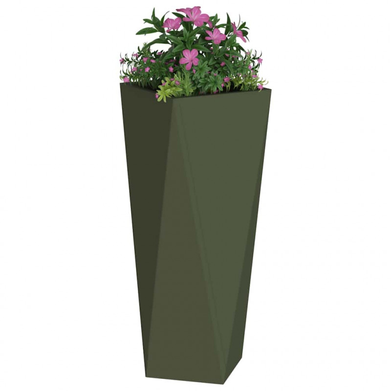 Donica 2 pcs Zielony oliwkowy 30 x 30 x 75 cm Stal