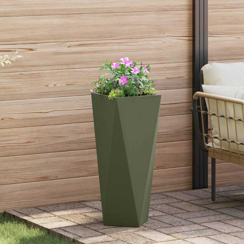 Donica 2 pcs Zielony oliwkowy 30 x 30 x 75 cm Stal