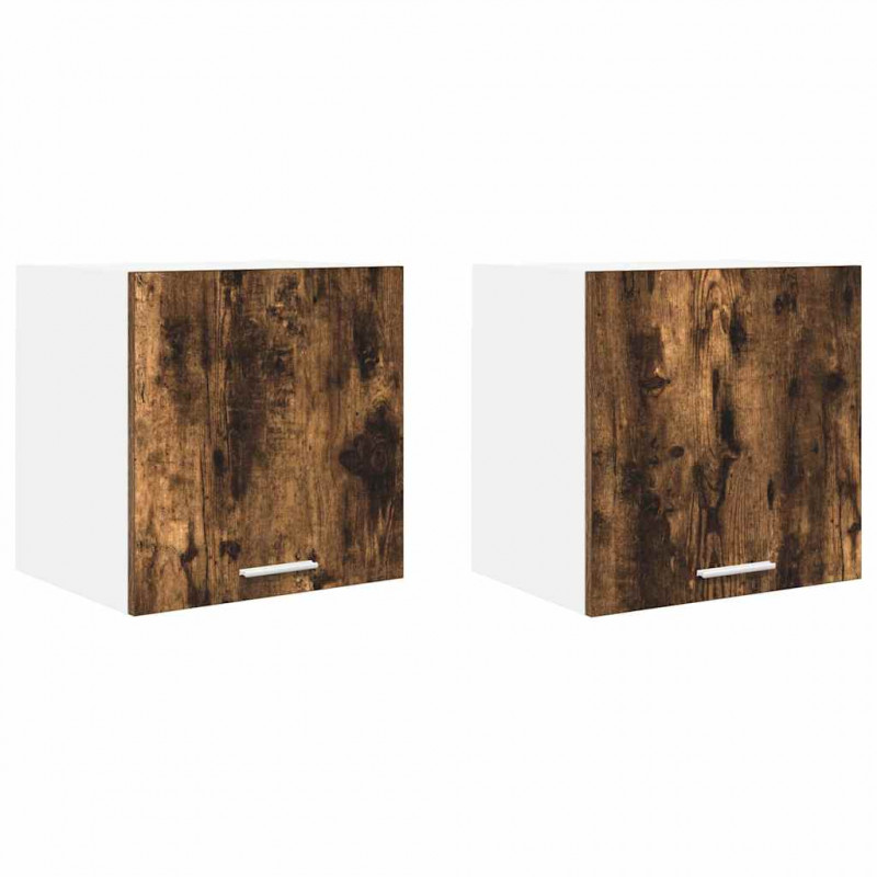Szafka wisząca 2 pcs Wędzony dąb i biały 40 x 31 x 40 cm