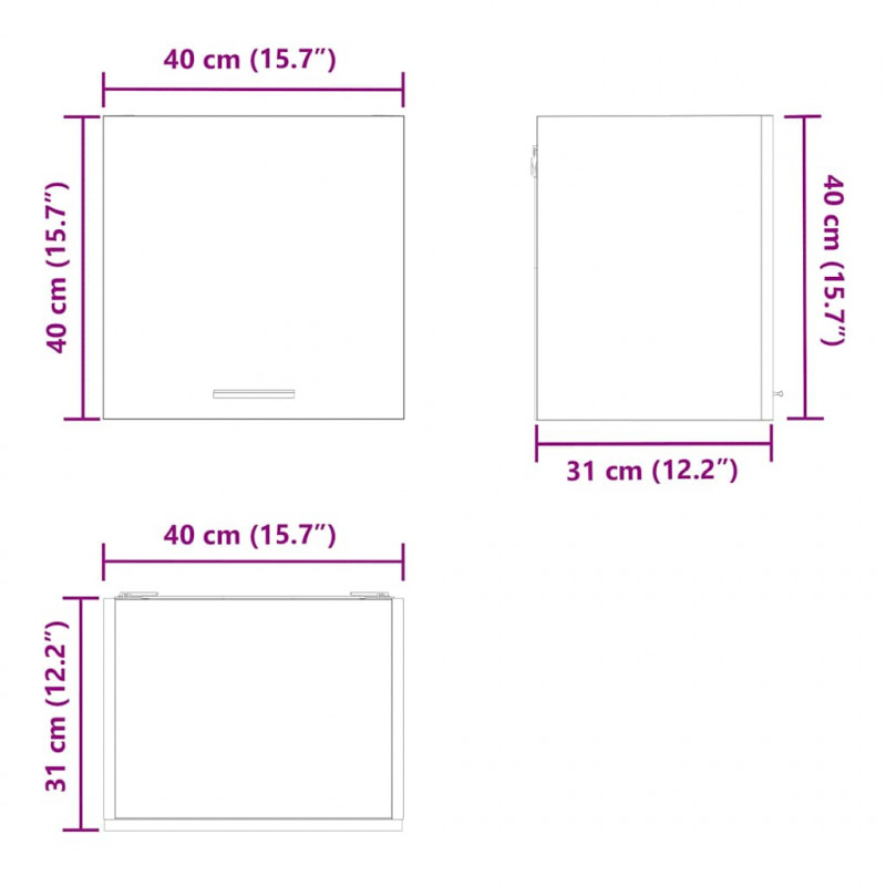 Szafka wisząca 2 pcs Wędzony dąb i biały 40 x 31 x 40 cm