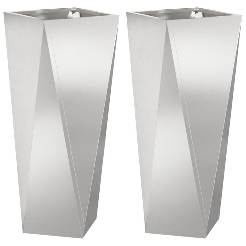 Donica 2 pcs Srebrny 30 x 30 x 75 cm Stal nierdzewna